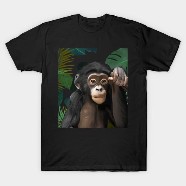 Cute Baby Chimp T-Shirt by Suneldesigns